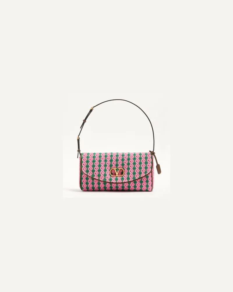 Valentino Garavani Borsa A Spalla Piccola Valentino Garavani DeVain In Tessuto Crochet Donna ROSA/VERDE UNI 