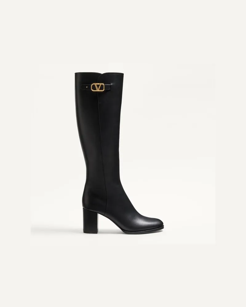 Valentino Garavani Stivale Vlogo Signature In Vitello 70Mm Donna NERO Nero