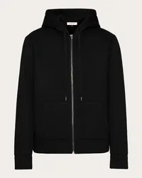 Valentino Garavani FELPA IN NEOPRENE CON CAPPUCCIO E ZIP Uomo NERO Nero