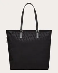 Valentino Garavani BORSA SHOPPING TOILE ICONOGRAPHE IN TESSUTO TECNICO CON DETTAGLI IN PELLE Uomo NERO Nero