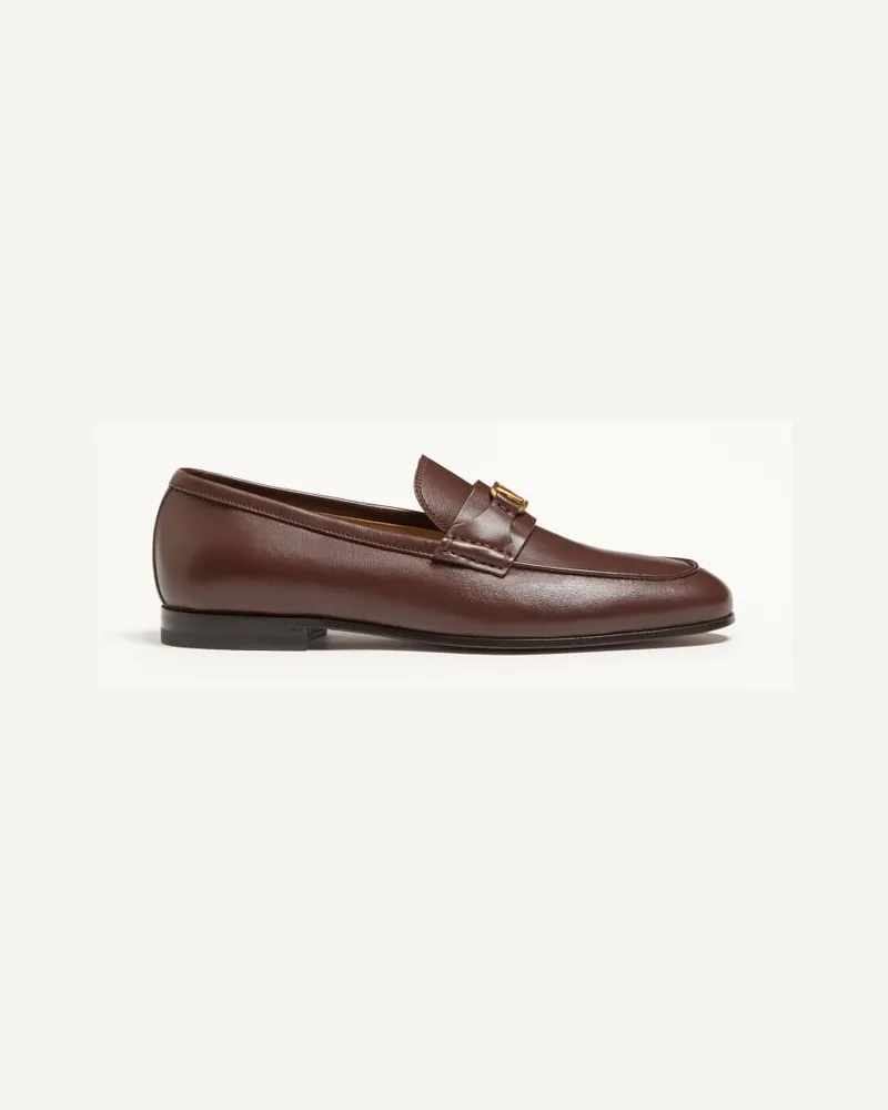 Valentino Garavani Mocassino VLogo Signature In Nappa Uomo MARRONE Marrone