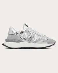 Valentino Garavani SNEAKER LACERUNNER IN PIZZO E MESH Donna SILVER/PASTEL GREY Silver