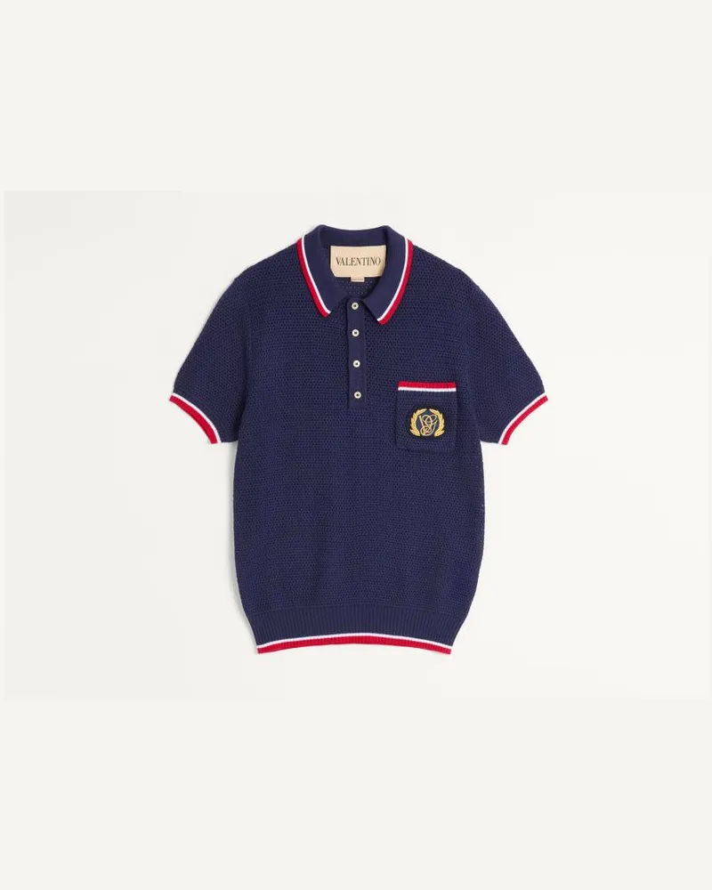Valentino Garavani Polo In Cotone Con Patch Vg Uomo BLU Blu