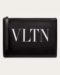 Valentino Garavani Pouch VLTN in Vitello Uomo NERO/BIANCO Nero