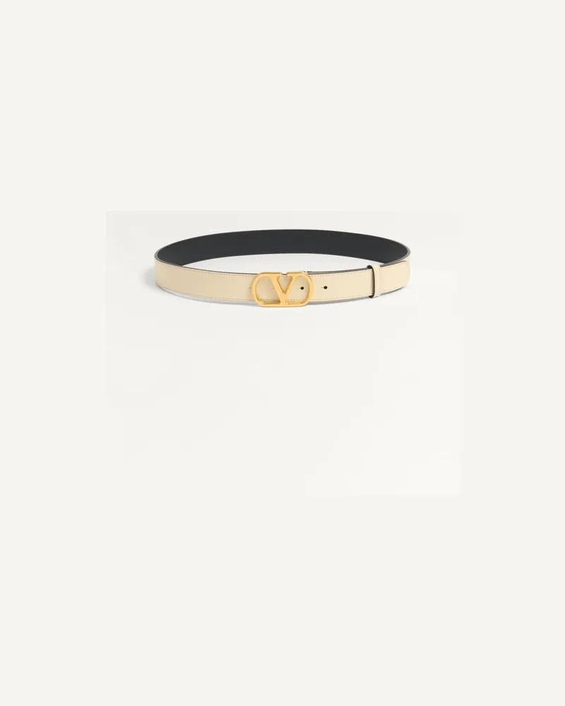 Valentino Garavani Cintura Vlogo Signature In Vitello Lucido 30 Mm Donna BURRO 075 