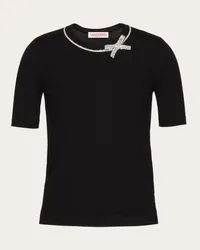 Valentino Garavani MAGLIA IN LANA RICAMATA Donna NERO Nero