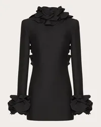 Valentino Garavani ABITO CORTO IN CREPE COUTURE RICAMATO Donna NERO Nero