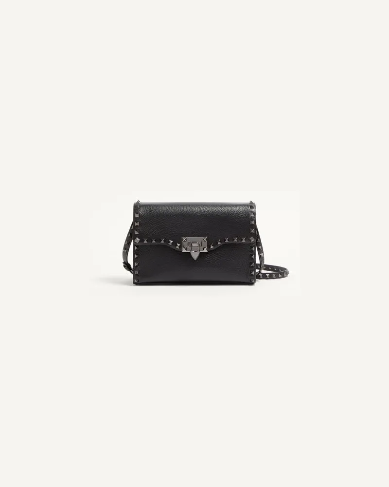 Valentino Garavani Borsa Piccola A Tracolla Rockstud In Vitello Granato Donna NERO UNI 