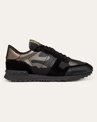 Valentino Garavani SNEAKER ROCKRUNNER CAMOUFLAGE NOIR LAMINATA Uomo NERO Nero