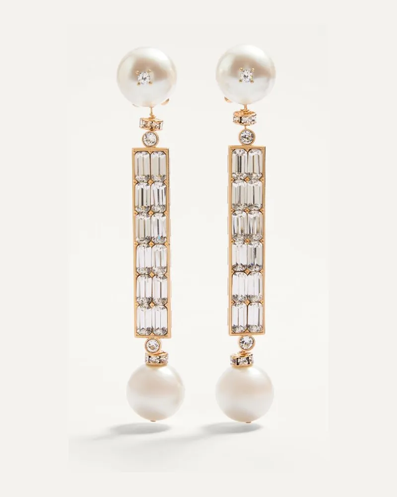 Valentino Garavani Orecchini San Fin In Metallo, Perle E Cristalli Swarovski Donna ORO/CREMA/CRYSTAL Oro