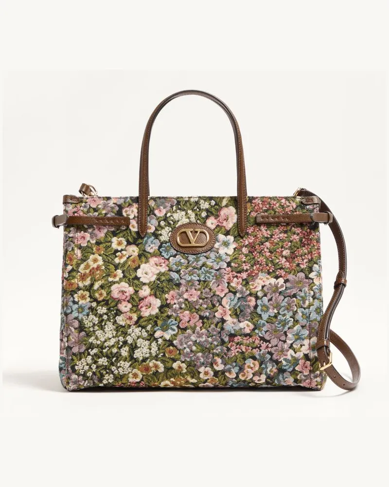 Valentino Garavani Borsa Shopping Media Valentino Garavani Antibes In Tessuto Jacquard Apres L'Hiver Donna MULTICOLOR/TABACCO Multicolor