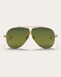 Valentino Garavani XVI - OCCHIALE PILOT IN TITANIO CON STUD unisex ORO/VERDE SFUMATO Oro