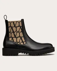 Valentino Garavani CHELSEA BOOT TOILE ICONOGRAPHE IN TESSUTO TECNICO TOILE ICONOGRAPHE E VITELLO Uomo NATURALE/NERO Naturale