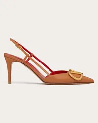 Valentino Garavani Décolleté slingback VLogo Signature in vitello 80mm Donna MANDORLA Mandorla