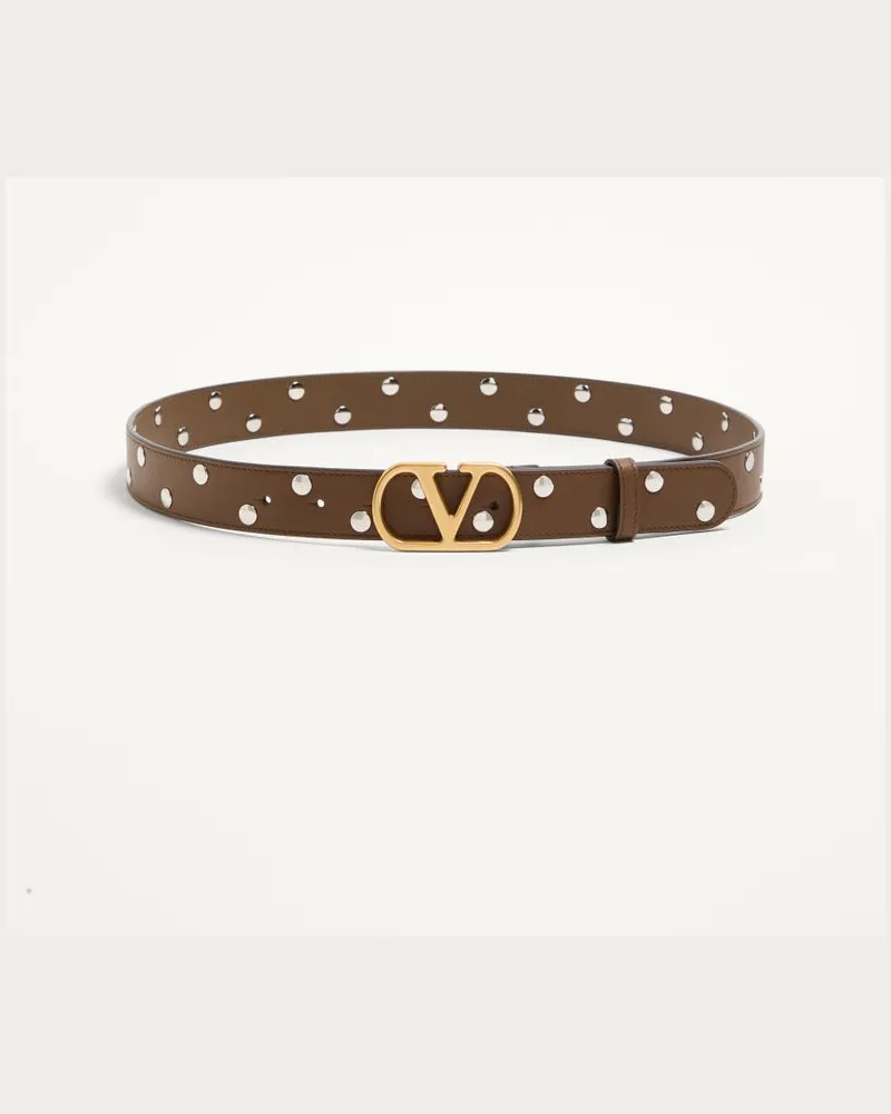 Valentino Garavani Cintura VLogo Signature In Vitello Lucido 30 Mm Donna TUNDRA Tundra