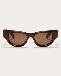 Valentino Garavani II - OCCHIALE DA SOLE CAT-EYE IN ACETATO CON VLOGO Donna BORDEAUX/MARRONE SCURO Bordeaux