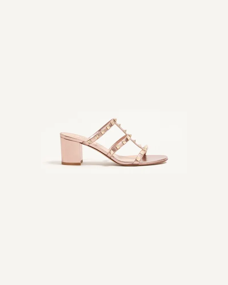 Valentino Garavani Sandalo Slide Rockstud In Nappa Laminata 60Mm Donna ROSE CANNELLE Rose