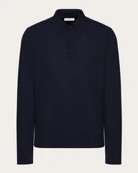 Valentino Garavani POLO MANICA LUNGA IN LANA CON RICAMO VLOGO SIGNATURE Uomo NAVY Navy