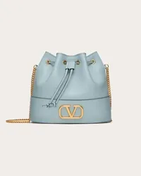 Valentino Garavani MINI SECCHIELLO CON CATENA VLOGO SIGNATURE IN NAPPA Donna BLU PORCELLANA Blu