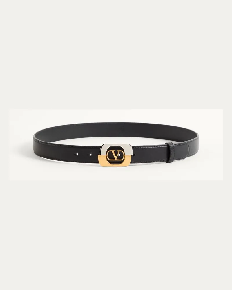 Valentino Garavani Cintura Valentino Garavani VLogo Signature In Vitello Lucido 30 Mm Uomo NERO Nero