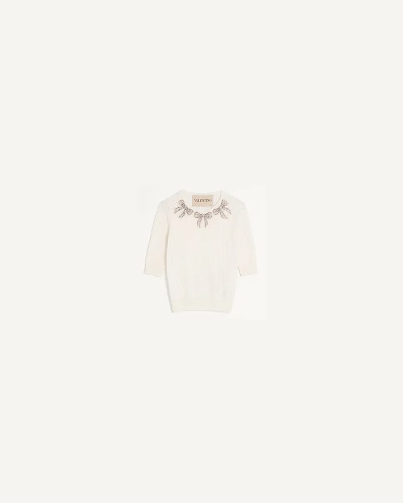 Valentino Garavani Top In Cotone Ricamato Donna AVORIO S 
