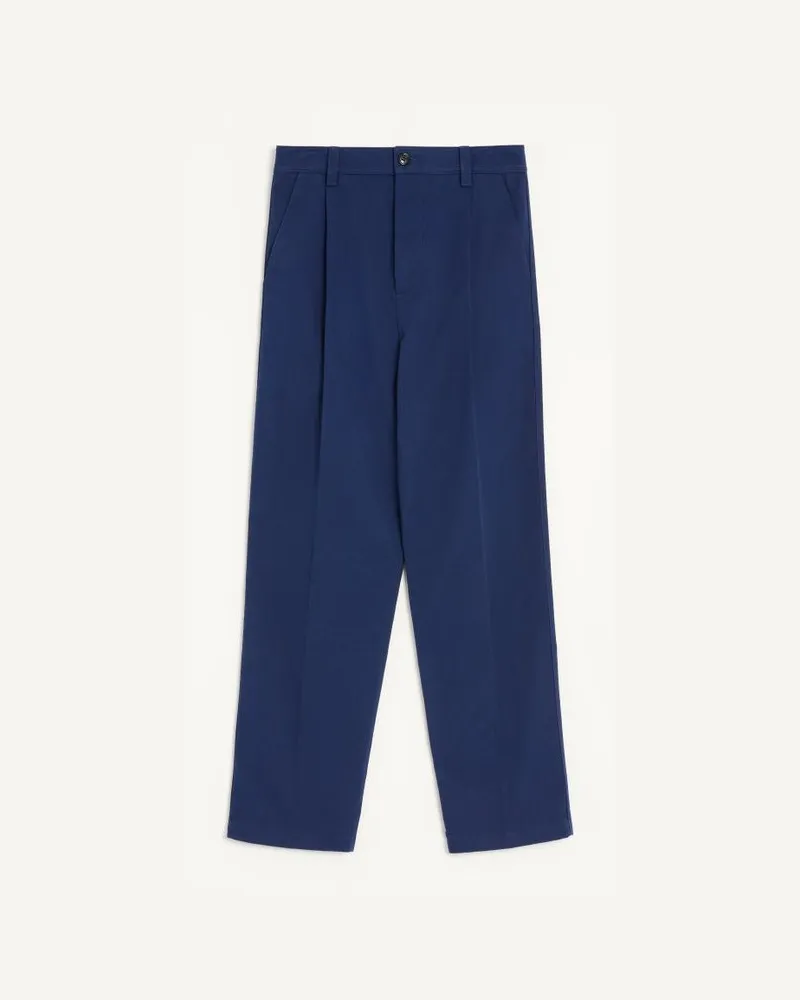 Valentino Garavani Pantalone Valentino In Gabardina Di Cotone Uomo BLUETTE Bluette