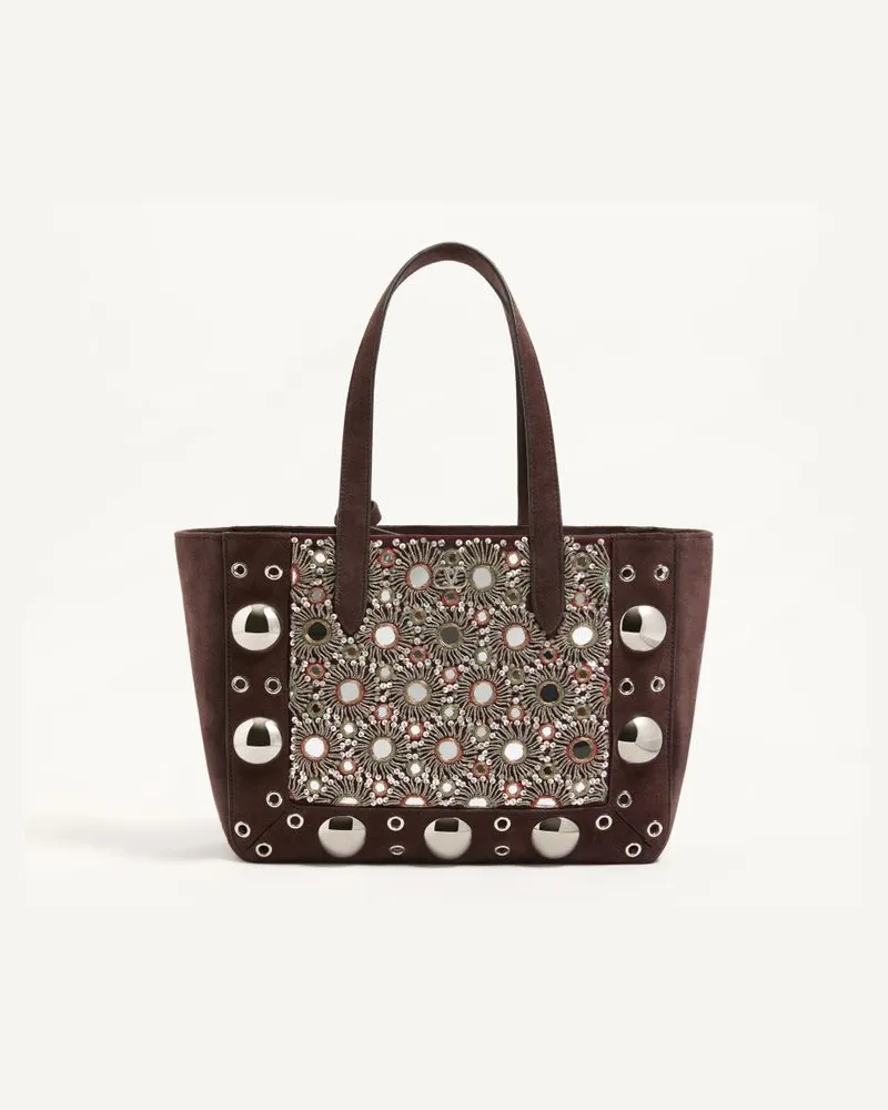 Valentino Garavani Borsa Media Shopping Valentino Garavani Nellcôte Ricamata Donna EBANO/MULTICOLOR Ebano