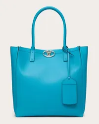 Valentino Garavani BORSA SHOPPING MEDIA VLOGO LOCKER IN PELLE Uomo SKY BLUE Sky