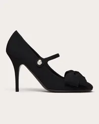 Valentino Garavani DÉCOLLETÉ MARY-JANE GARAVANI BOWJANE IN TESSUTO CREPE 100MM Donna NERO Nero