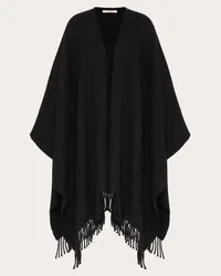 Valentino Garavani PONCHO VLOGO SIGNATURE IN CACHEMIRE Donna NERO Nero