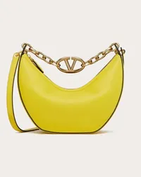 Valentino Garavani HOBO PICCOLA VLOGO MOON BAG IN VITELLO GRANATO CON CATENA Donna CEDAR YELLOW Cedar