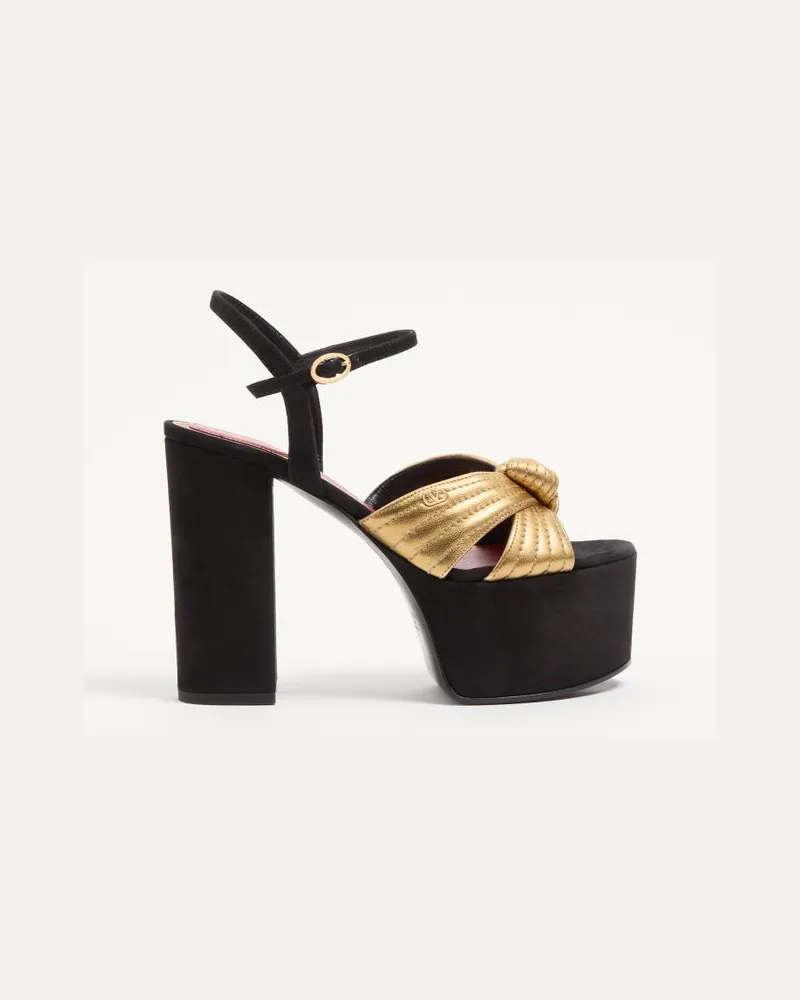 Valentino Garavani Sandalo Con Plateau Crasher In Camoscio 125mm Donna NERO/ORO Nero