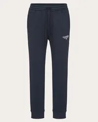 Valentino Garavani PANTALONI JOGGING IN COTONE CON STAMPA VALENTINO Uomo NAVY/BIANCO Navy