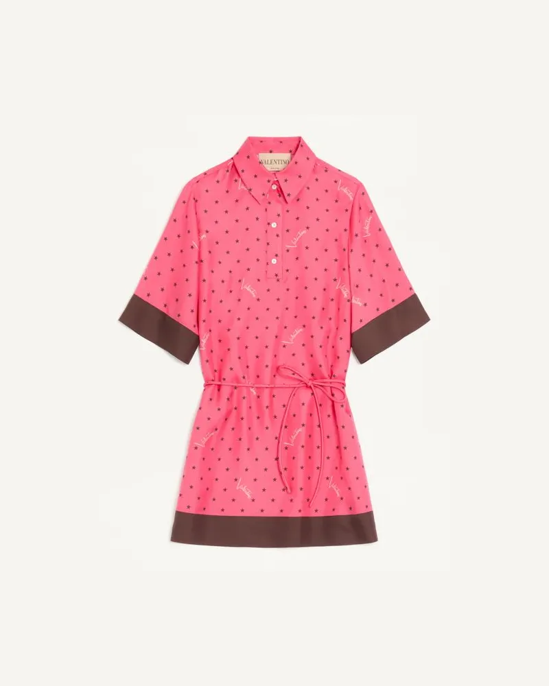 Valentino Garavani Abito Chemisier In Twill Stelline Starry Donna CORALLO/CHOCOLATE Corallo