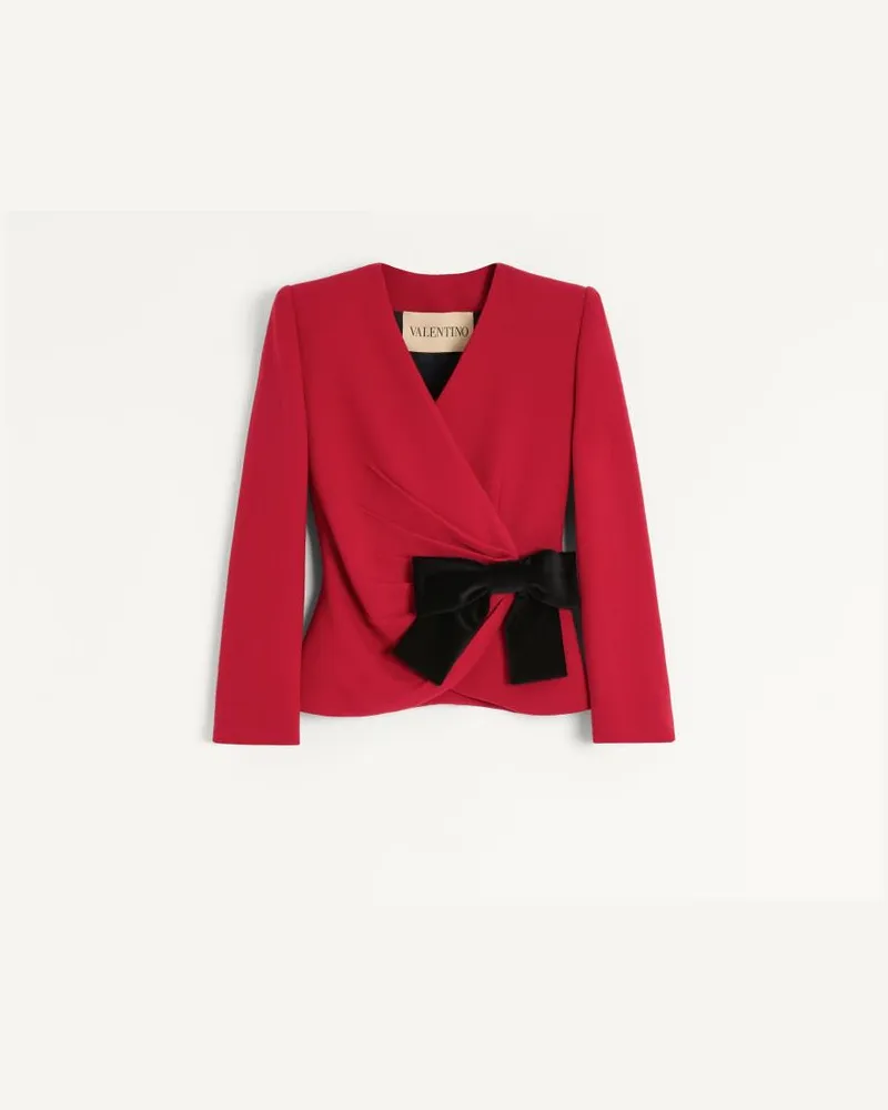 Valentino Garavani Giacca In Wool Crepe Con Fiocco A Contrasto Donna PARIS/NERO Paris
