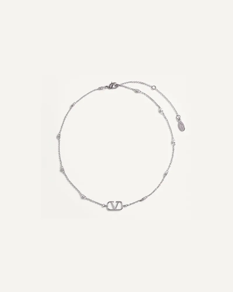 Valentino Garavani Collana Mini VLogo Signature In Metallo E Cristalli Swarovski Donna PALLADIO Palladio