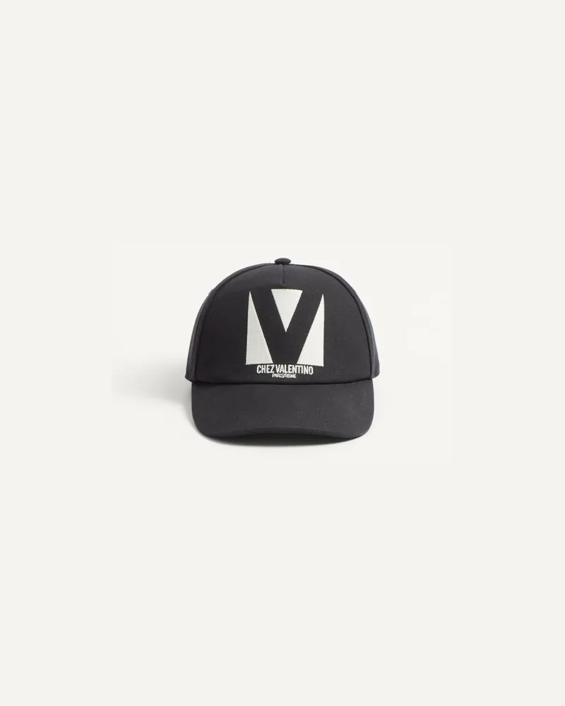 Valentino Garavani Baseball Cap Chez Valentino In Cotone Con Ricamo Uomo NERO/AVORIO 58 