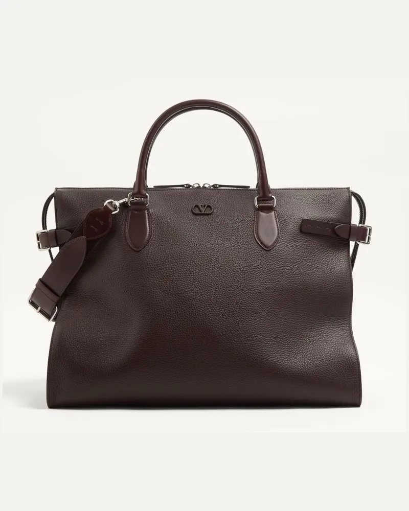 Valentino Garavani Duffle Valentino Garavani Antibes In Pelle Granata Uomo MARRONE SCURO Marrone