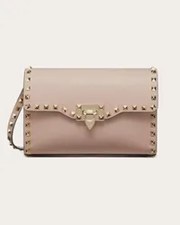 Valentino Garavani BORSA PICCOLA A TRACOLLA ROCKSTUD IN VITELLO GRANATO Donna POUDRE Poudre