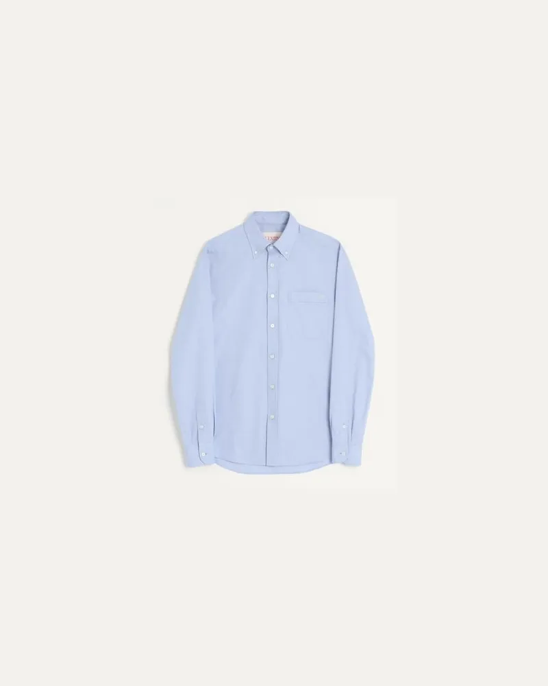 Valentino Garavani Camicia In Cotone Oxford Con Ricamo Vlogo Uomo AZZURRO 41 