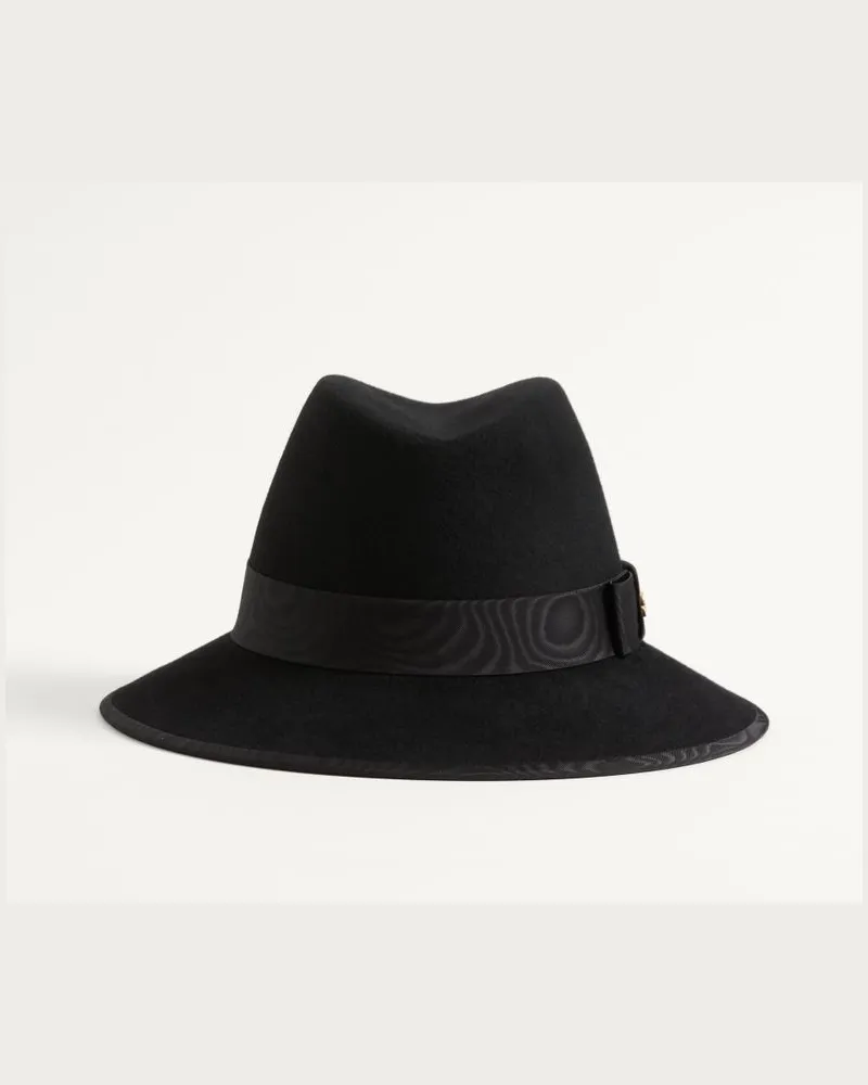 Valentino Garavani Cappello VLogo Signature In Feltro Con Nastro In Moire' Donna NERO Nero