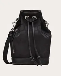 Valentino Garavani MINI BORSA A SECCHIELLO BLACK ICONOGRAPHE IN NYLON Uomo NERO Nero