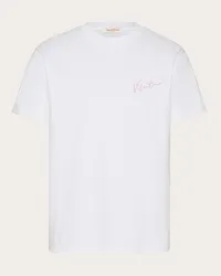 Valentino Garavani T-SHIRT IN COTONE CON RICAMO E STAMPA VLOGO SIGNATURE Uomo BIANCO Bianco