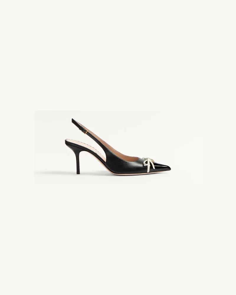 Valentino Garavani Décolleté Slingback Bepointy In Vernice E Capretto 80Mm Donna NERO/AVORIO Nero