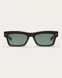 Valentino Garavani V-SHARP OCCHIALE RETTANGOLARE IN ACETATO unisex VERDE SCURO Verde