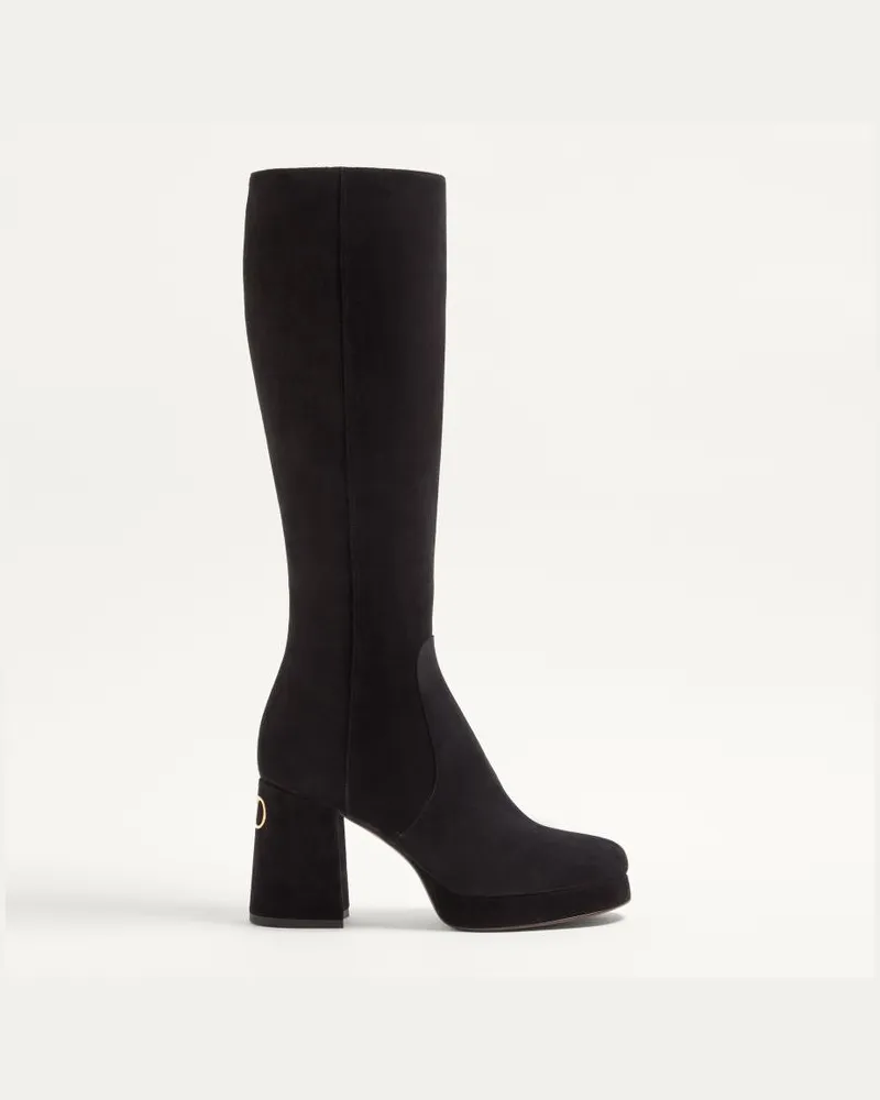 Valentino Garavani Stivale Con Plateau Fawcette In Crosta 90Mm Donna NERO Nero