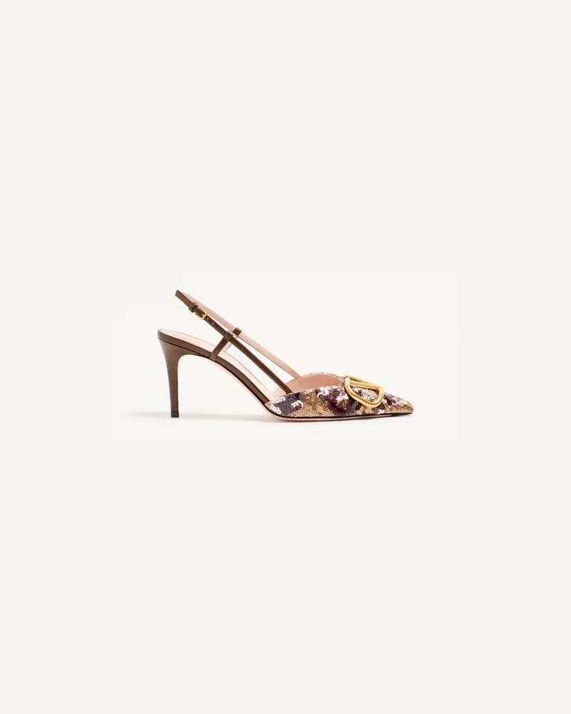 Valentino Garavani Décolleté Slingback VLogo Signature Con Ricamo Animalier 80Mm Donna MARRONE/MULTICOLOR Marrone