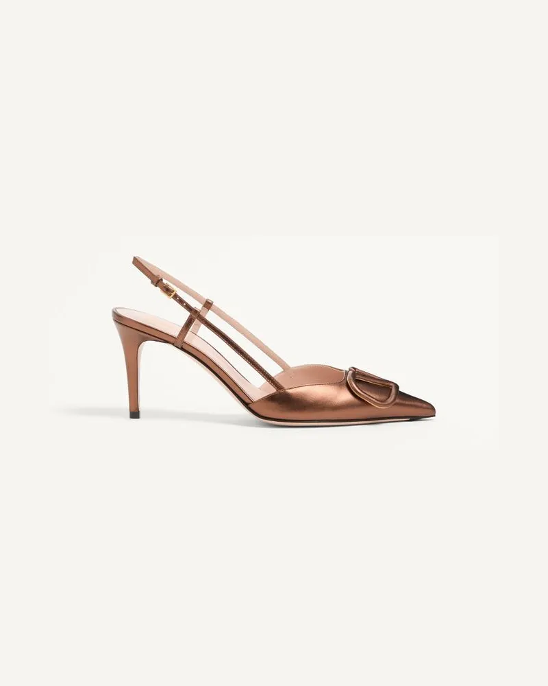 Valentino Garavani Décolleté Slingback VLogo Signature In Nappa Laminata 80Mm Donna BRONZE Bronze