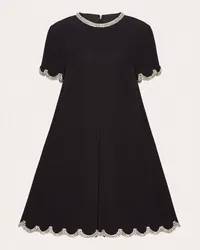 Valentino Garavani ABITO CORTO IN STRUCTURED COUTURE RICAMATO Donna NERO Nero