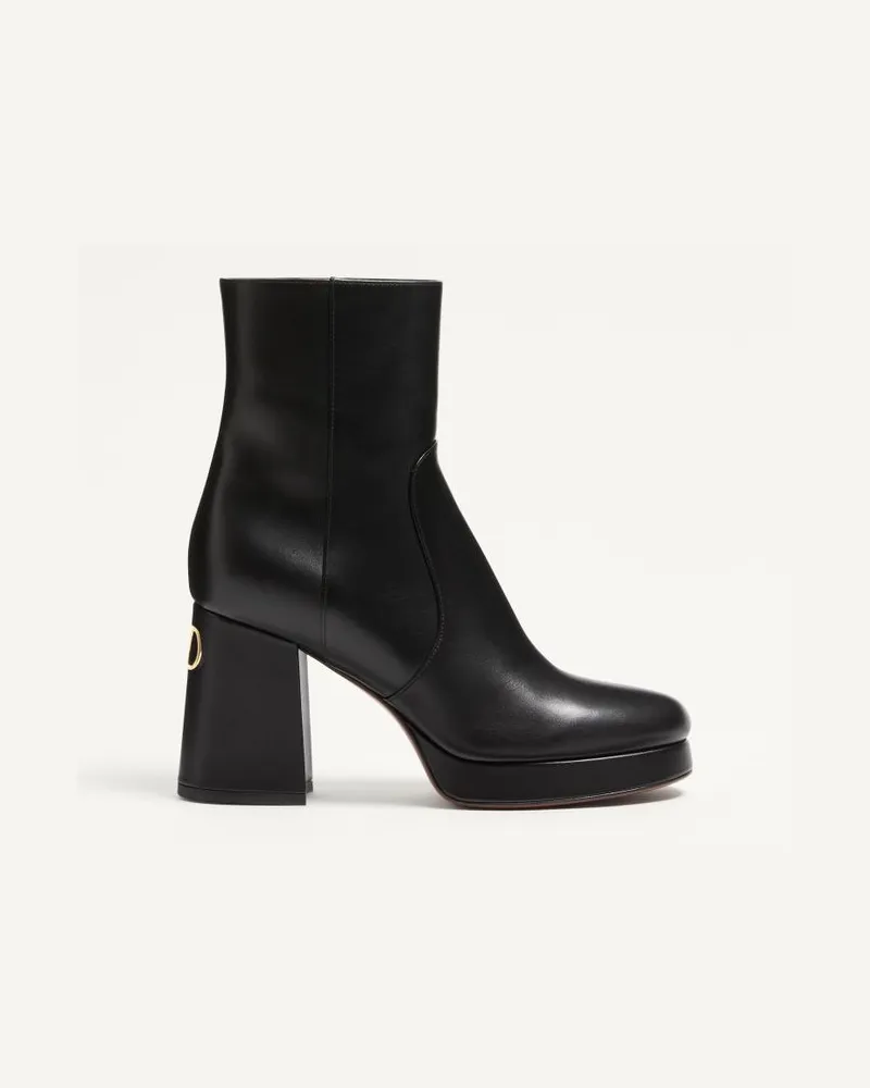 Valentino Garavani Stivaletto Con Plateau Fawcette In Vitello 90Mm Donna NERO Nero